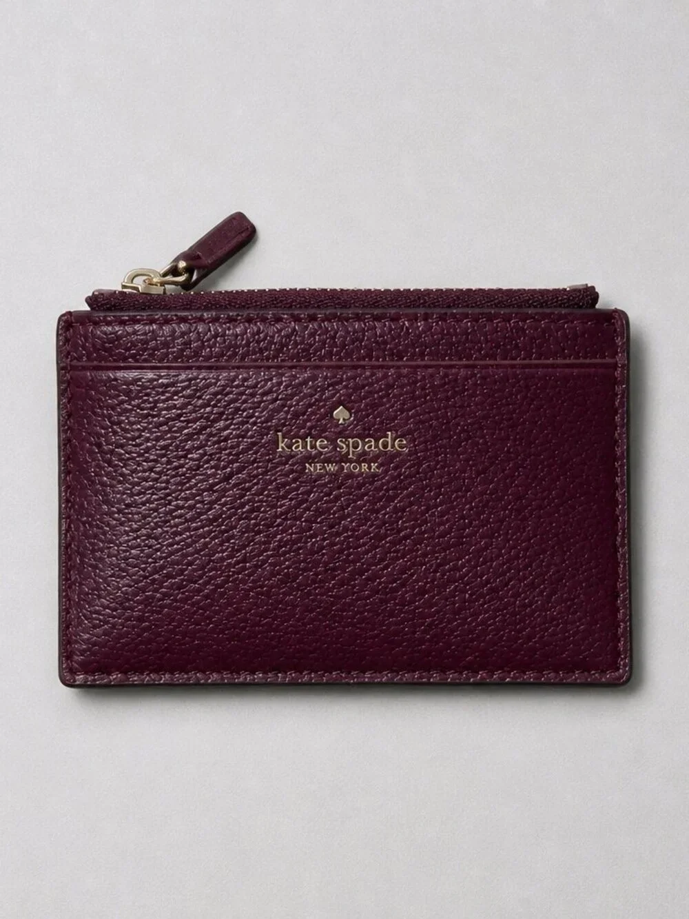 kate spade card holder pebbled leather burgundy wallet
